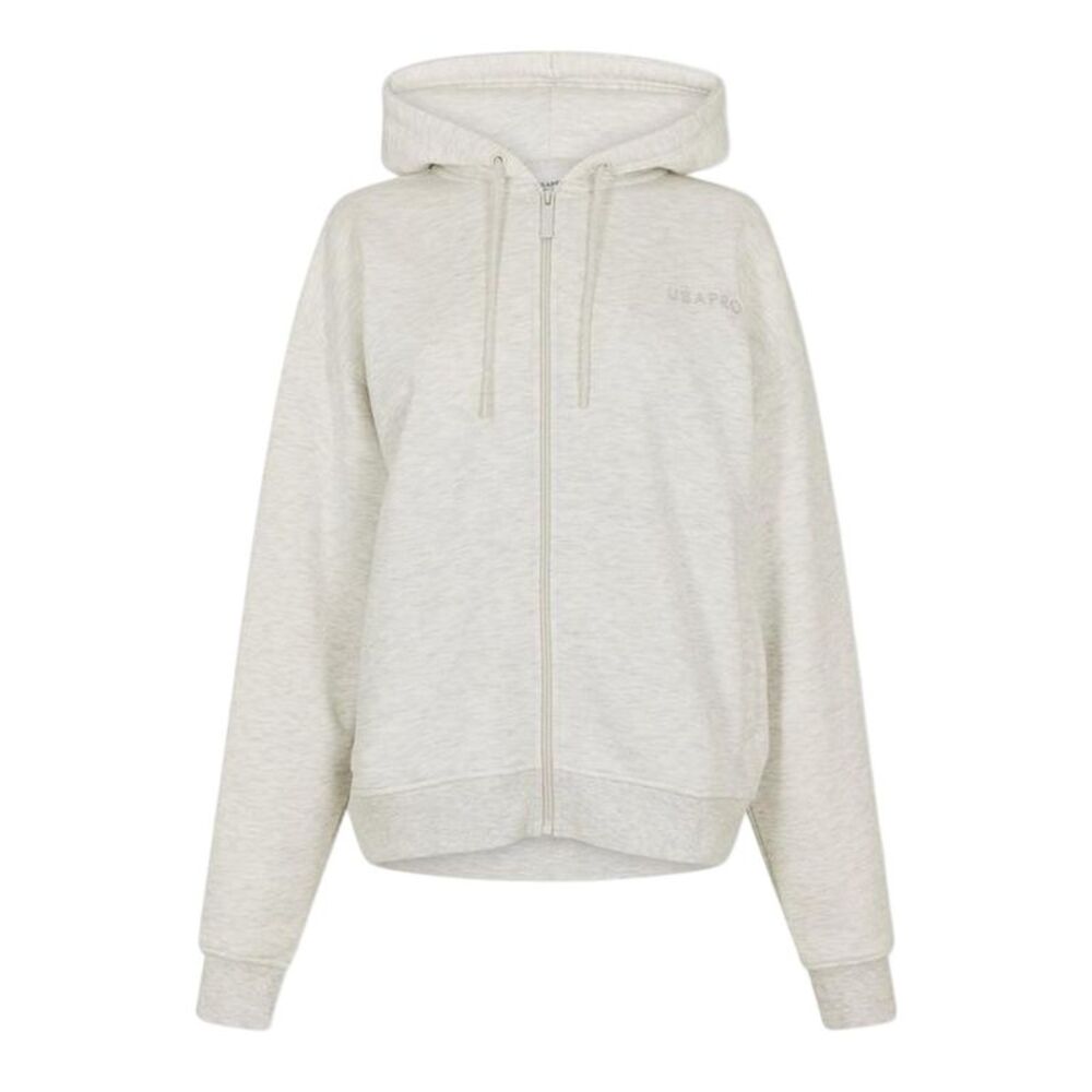USA Womens/Ladies Oversized Full Zip Hoodie / Ice Marl